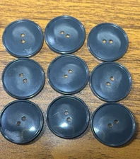 Buttons 9 Gray flat with thin rim round 2-hole 2.7 cm VTG