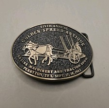 Vintage 1983 Bronze Sixth Annual Golden Antique Engine Tractor Show Belt Buckle