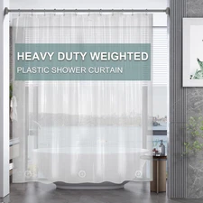 Amazerbath Plastic Shower Curtain Clear Premium PEVA, Clear Shower Curtain Heavy
