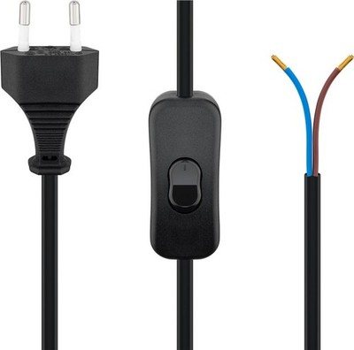 goobay Kabel mit Eurostecker zum Konfektionieren mit Schalter schwarz 1,5 m