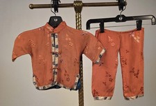 ANTIQUE CHINESE SILK CHILD'S SUIT W FROG CLOSURE FRONT