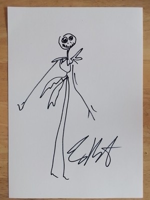 Tim Burton original signierte Skizze Kunst mit COA Top Zustand