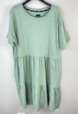 GAP Short Sleeve Tiered Dress Granite Green Pockets Slub Jersey Soft Size XL NWT