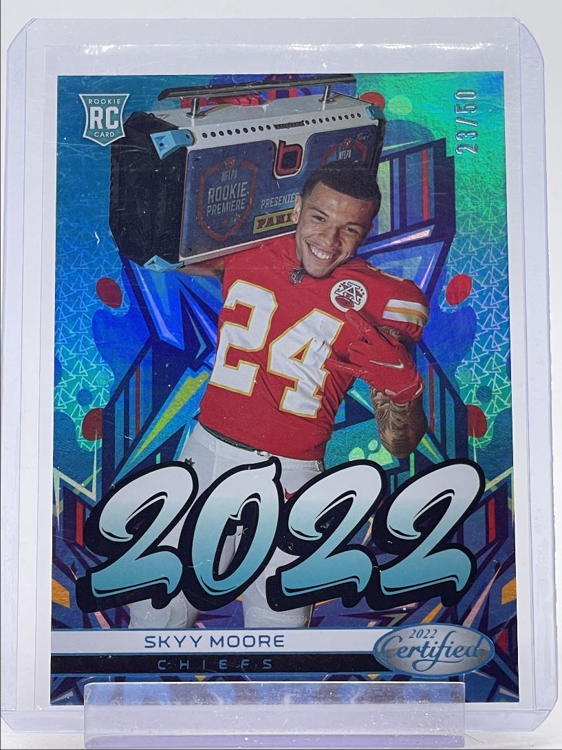 SKYY MOORE 2022 CERTIFIED ROOKIE 2022 TEAL MIRROR CHIEFS RC /50 Q4876