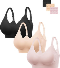 Jelly Bras for Women Seamless Comfy Push up Wireless Tshirt Bras 3PCS Womens B