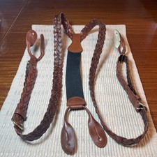 COACH Brown Braided Leather Suspenders  Button Attachments  Buckle Sizing