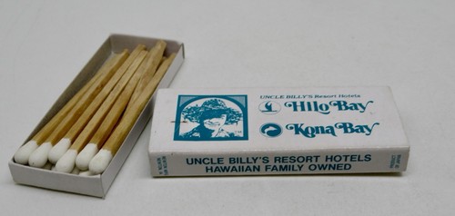 Uncle Billy's Resort Hotels Hilo & Kona Bay Hawaii Matchbox / Matchbook
