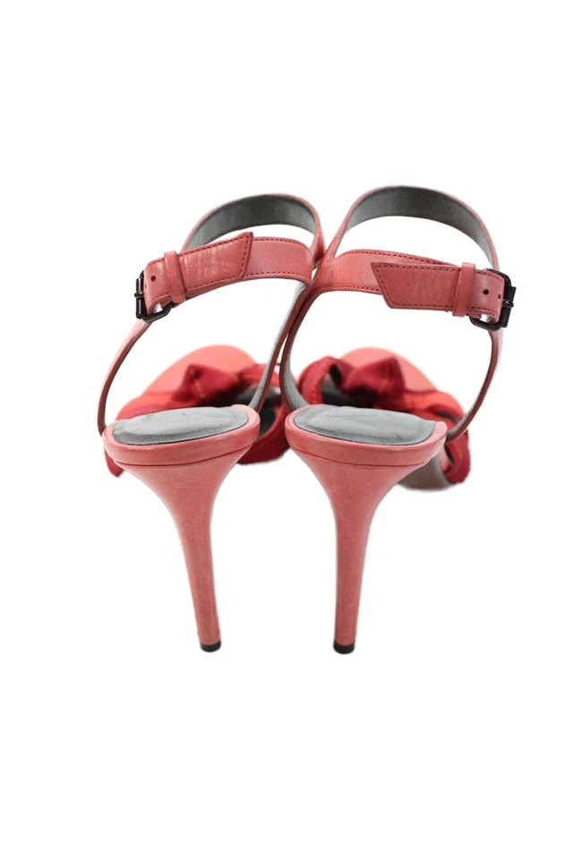 Lanvin Womens Leather Twist Strap Slingbacks Heels Pink Red Size 42 12 - Image 3 of 4