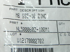 100) M6 Metric Tan Nylon Insert Locking Nuts, Zinc. #M6 985-10 Zinc