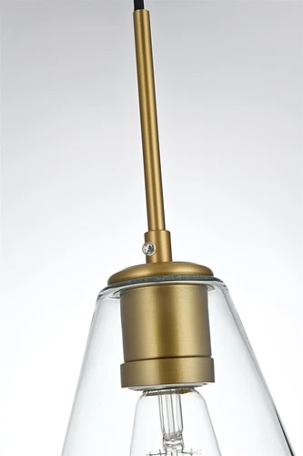Living District Gene 7" Pendant Clear Shade In Satin Gold - Picture 6 of 10