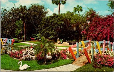 Cypress Gardens Florida FL Fantasy Valley Bridge Frog Roadside America Postcard
