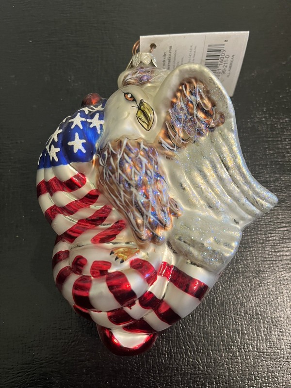 Christopher Radko All American July Eagle Glass Ornament Handblown With Tag