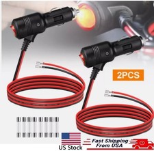 2Pcs 12V Car Cigarette Lighter Plug Socket Heavy Duty Adapter with On/Off Switch