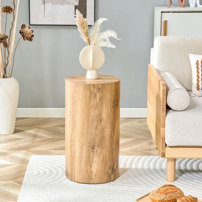 #ad Simple wood grain cylindrical coffee table 11.8 inch diameter x 21.6 inch heigh $106.18