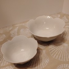 Pair of nested Lotus Flower Bowls White Ribbed Por Small Lotus Bowl