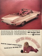 Vintage 1966 Dodge Dart Gt Pink Convertible Original Print Ad 26x34cm Lif Vintage 1966 Dodge Dart Gt Pink Convertible Original Print Ad 26x34cm Lif