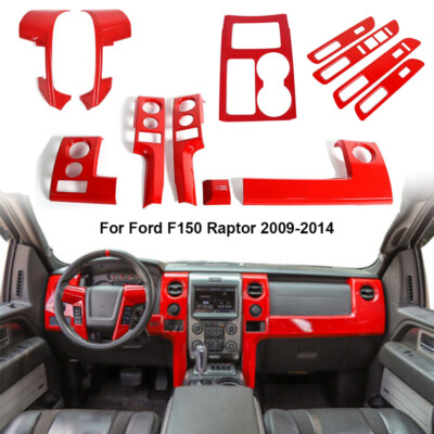 12x Full Interior Center Console Cover Trim Kit For Ford F150 Raptor 2009-14 Red