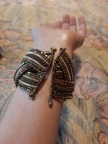 Bracciale Alla Schiava Colore D'Orato, Bronzo, Argentato. Nuovo. Buona Fatture - Foto 3 di 9