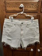 Women's eunina- White Lulu High Rise Cut Off Shorts- Size Large