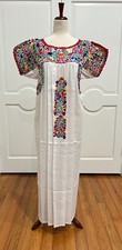 San Antonino Maxi Dress, Oaxaca Mexican dress. hand Embroidered. Silk Threads,