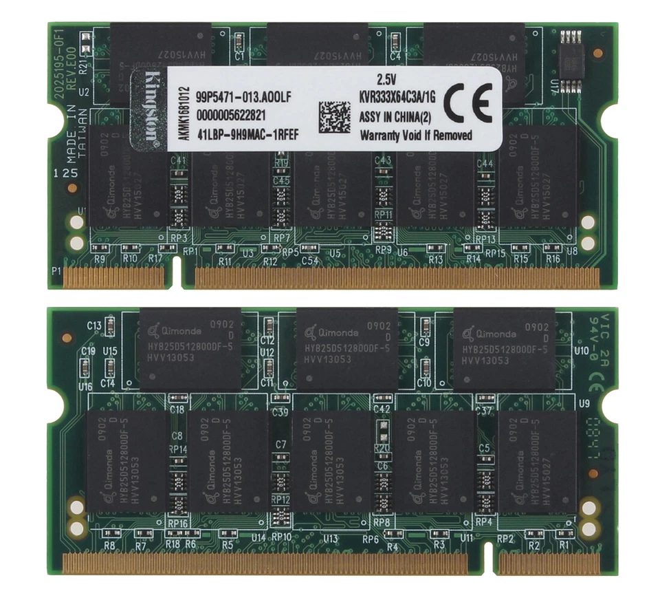 2GB (2x 1GB) Kingston RAM PC-2700 2Rx8 Laptop Memory SODIMM Intel CPU DDR 333Mhz - Image 4 of 4
