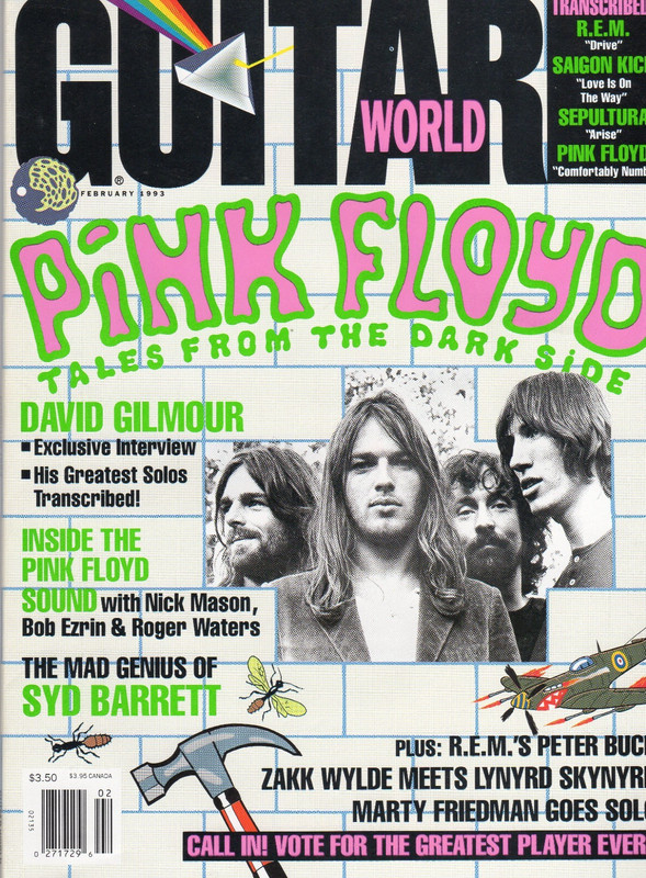 PINK FLOYD - (Waters Gilmour Barrett) Guitar World (Feb 1993) REM Skynyrd