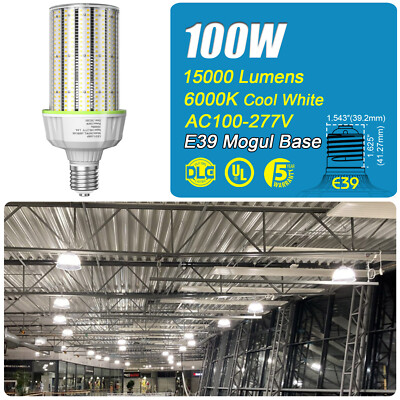 100W LED Corn Light Bulb 15000 Lumens E39 Large Base Commercial High Bay Lights
