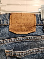 VINTAGE Levis 517 Bootcut Orange Tab USA Made Jeans 38x32 Men Blue Denim 90s Y2K