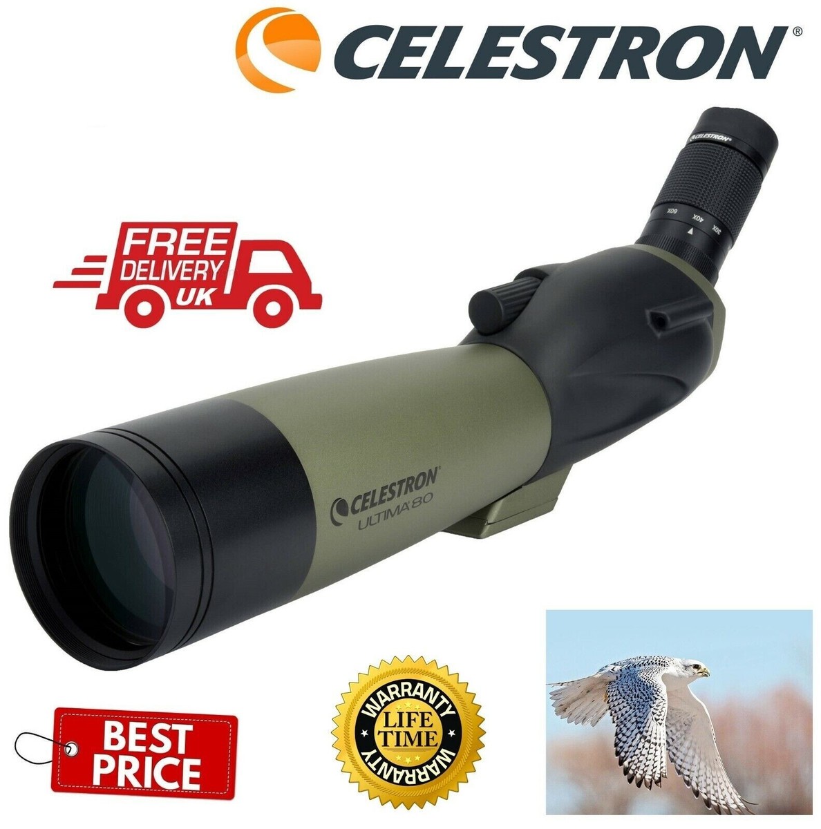 Celestron Ultima 80 Spotting Scope 20-60x80 eyepiece 52250 (UK