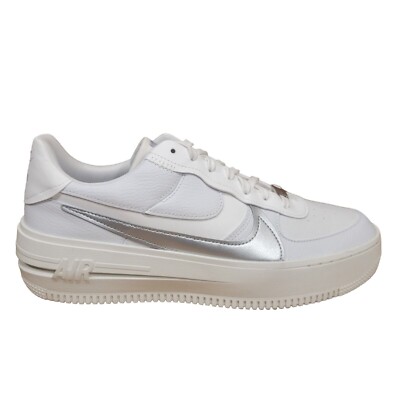 Nike Air Force 1 PLT.AF.ORM White Metallic Silver Size 12(W) 10.5