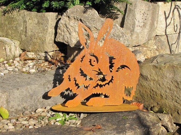 Edelrost Hase Auf Platte Osterhase Osterdeko Ostern Deko Hase Gartendeko Metall-image