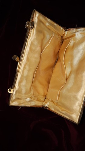 Perlen Tasche GOLD Bestickte Design Perlen Tasche Pochette Vintage - Bild 3 von 6