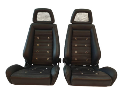 PAIR OF Used AUTHENTIC RECARO LX BLACK Leather Net Headrest seats RACING CARS