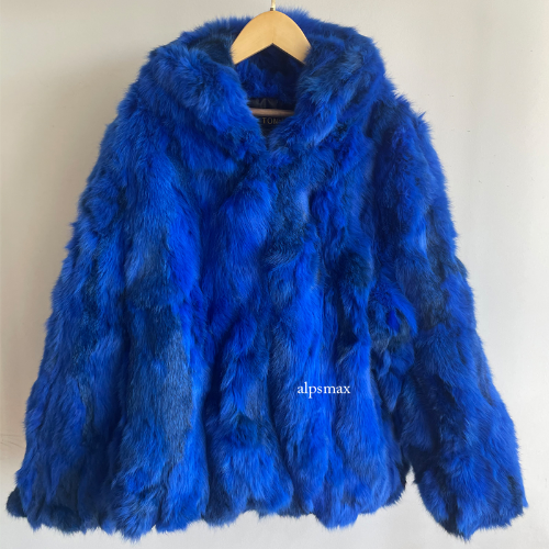 Natural Rabbit Fur Coat for Women Winter Hooded Jacket Fashion Real Fur Coat