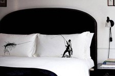 Fisherman vs. Fish pillowcases pillow fight pillow case gone fly fishing bedding