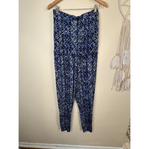 AMBIANCE blau Tribal Design elastische Taille Kordelzug trägerloser Overall Größe L - Bild 6 von 12