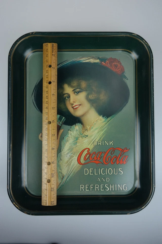 Lot of 2 Vintage Drink Coca Cola Tin Coke Serving Trays 13” x 10.5” Reproduction - Image 4 of 4