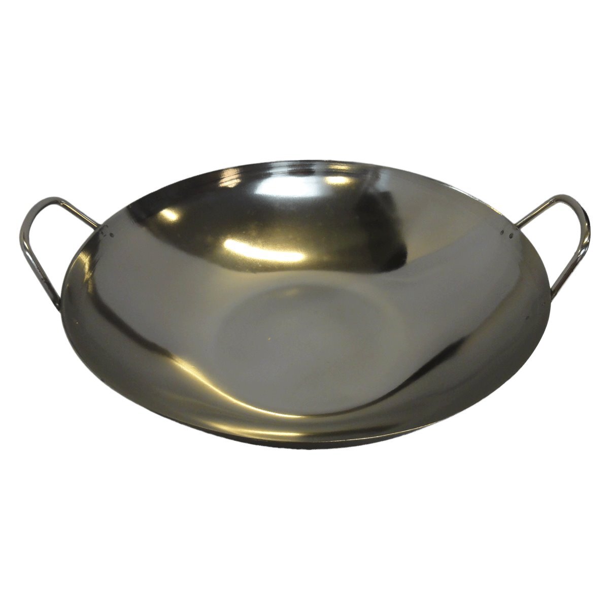 Wok Pfanne 33 cm Ø Edelstahl Gastronomie flacher Boden Servierschale Topf