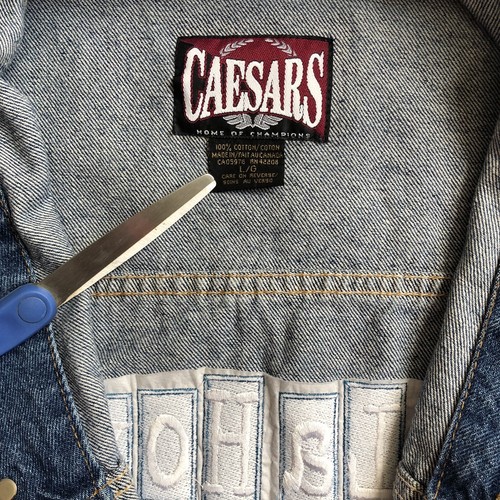 Vintage De La Hoya vs Camacho Denim Jacket Mens Large Blue Boxing Caesars Palace - Picture 11 of 11