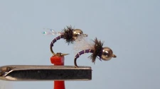 Purple Zebra Midge Nymph Fly with flash wing/White Wing  size 18  GO TO  PATTERN