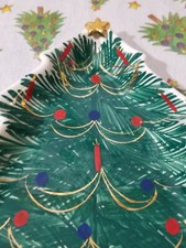 Christmas Tree Ceramic Dish Gold Accents Star Signed 1950's Italy