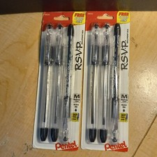 NEW 2 Pentel RSVP Ballpoint Pen, 1.0mm Medium Black Ink, 2-Packs BK91BP2AF