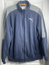 Puma Black Full Zip Sweat Jacket Puma Mens XLarge Navy Blue Grey Trim