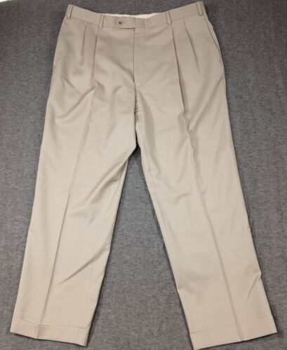 Jos A Bank Traveler's Collection Men's Dress Pants Pleated Tan Size 38 Reg