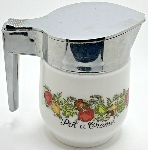 VTG Gemco Creamer Dispenser Corning Milk Glass Spice of Life Pot A Creme 70s