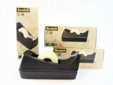 (3-PACK) Scotch Classic Desktop Weighted Base C-38 Tape Dispenser Black 1" Core