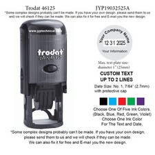 Custom text up to 2 Lines Date Round Self-Inking Rubber Stamp Trodat 46125