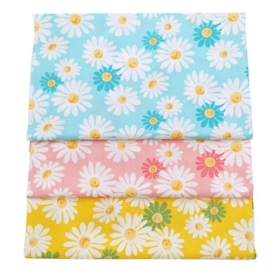 LAUREL & MASON 3Pcs Furoshiki Gift Wrap Japanese Style Reusable Cotton Wrapping - Daisies