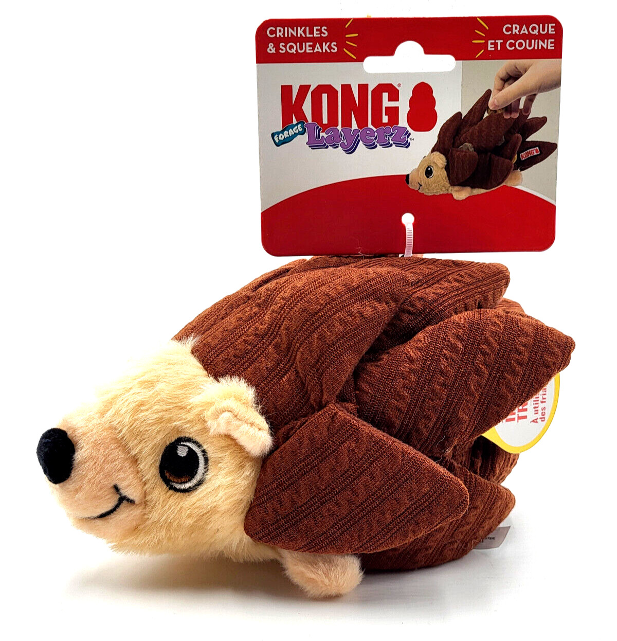 Kong Layerz Forage Hedgehog Md Squeaky Crinkley Treat Stuffa