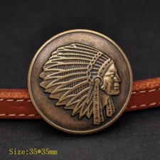 10PCS DIY WESTERN ANTIQUE INDIAN HEAD REPRODUCTION COIN CONCHO 1-3/8" screw back